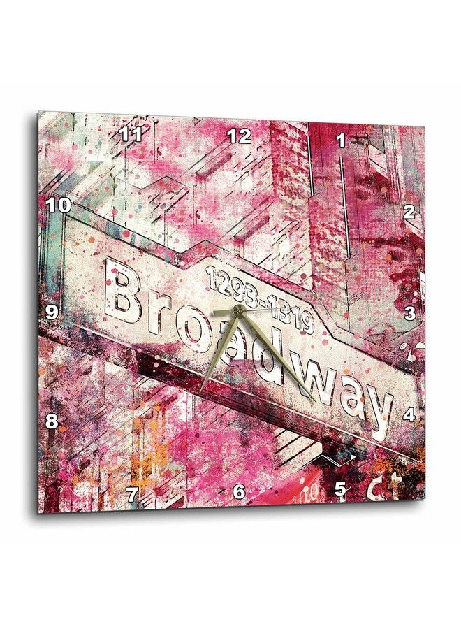 Broadway Street Sign Watercolor Illustration Wall Clock 13
