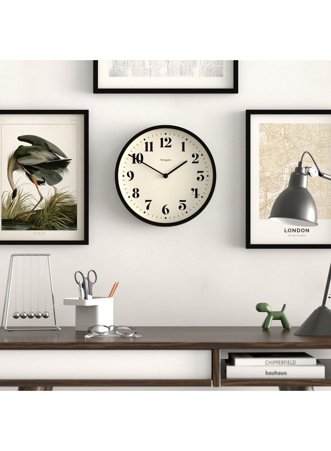 Number Four Modern Wall Clock Small Wall Clocks Round Clock Kitchen Clock Clocks For Living Room Office Clock Contemporary Case Minimalist Dial (Black)