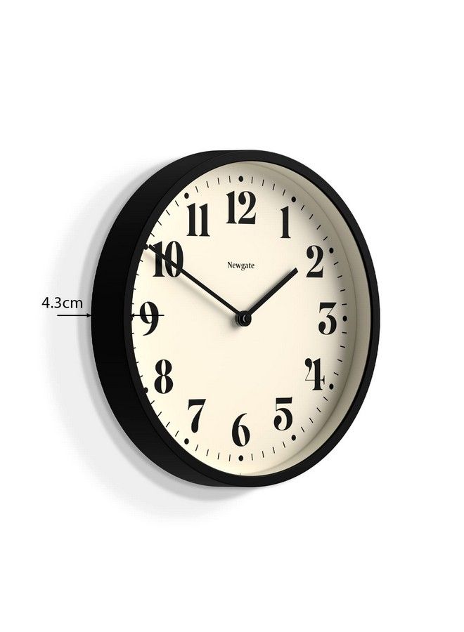 Number Four Modern Wall Clock Small Wall Clocks Round Clock Kitchen Clock Clocks For Living Room Office Clock Contemporary Case Minimalist Dial (Black)