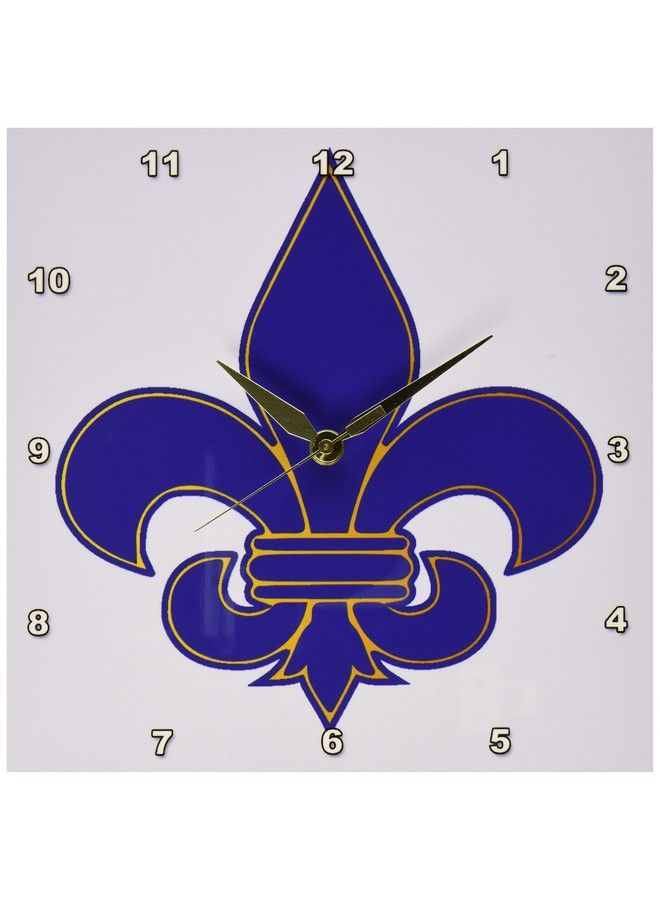 Dpp_22361_1 Large Navy Blue And Gold Fleur De Lis Christian Saints Symbol Wall Clock 10 By 10Inch