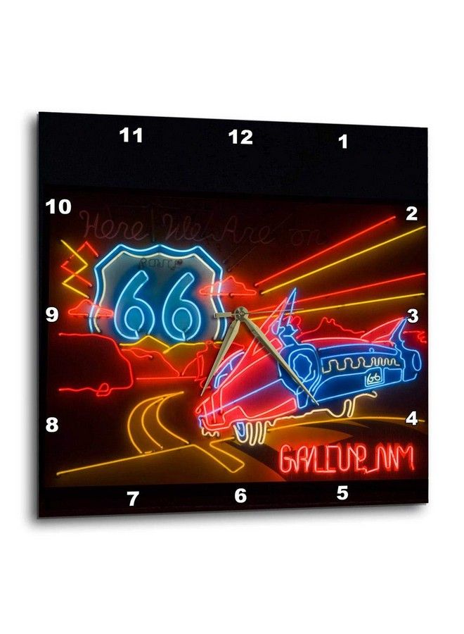 Route 66 Neon Sign Gallup Chamber Of Commerce Us32 Tdr0060 Trish Drury Wall Clock 10 By 10