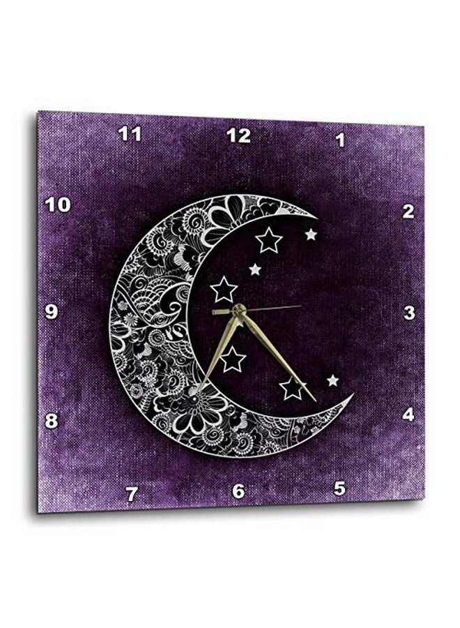 3D Rose Moon With Purple Background Wall Clock 13