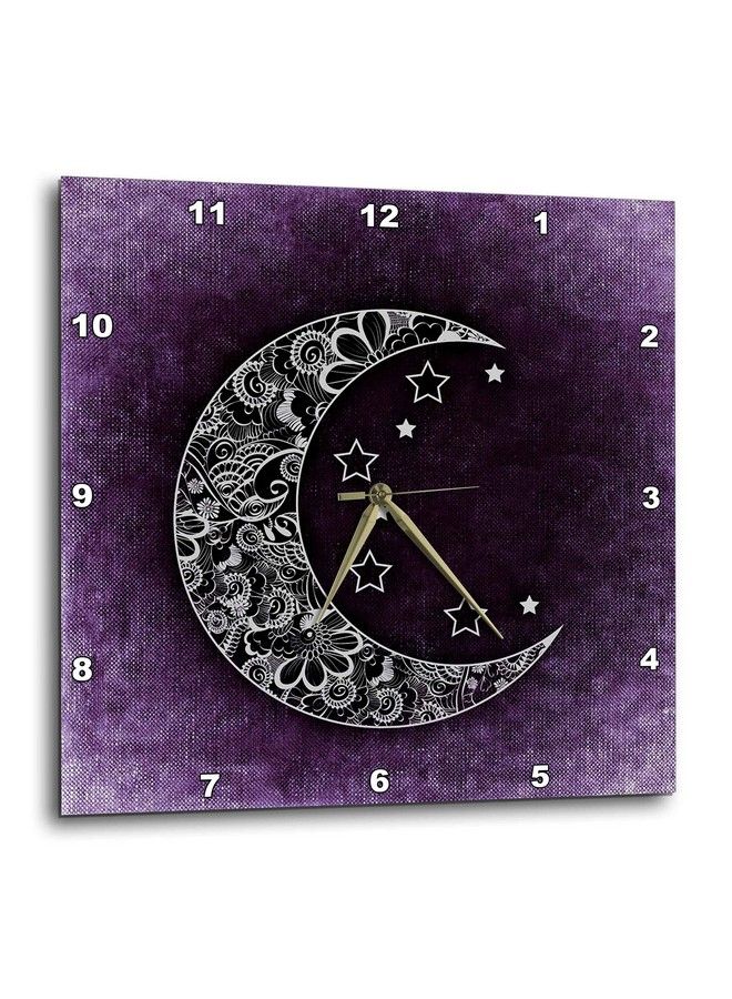 3D Rose Moon With Purple Background Wall Clock 13