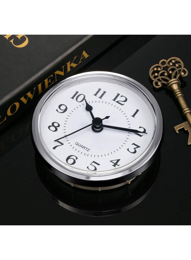 31 2 Inch (90 Mm) Quartz Clock Fitup Insert With Arabic Numeral Quartz Movement (Silver Rim)
