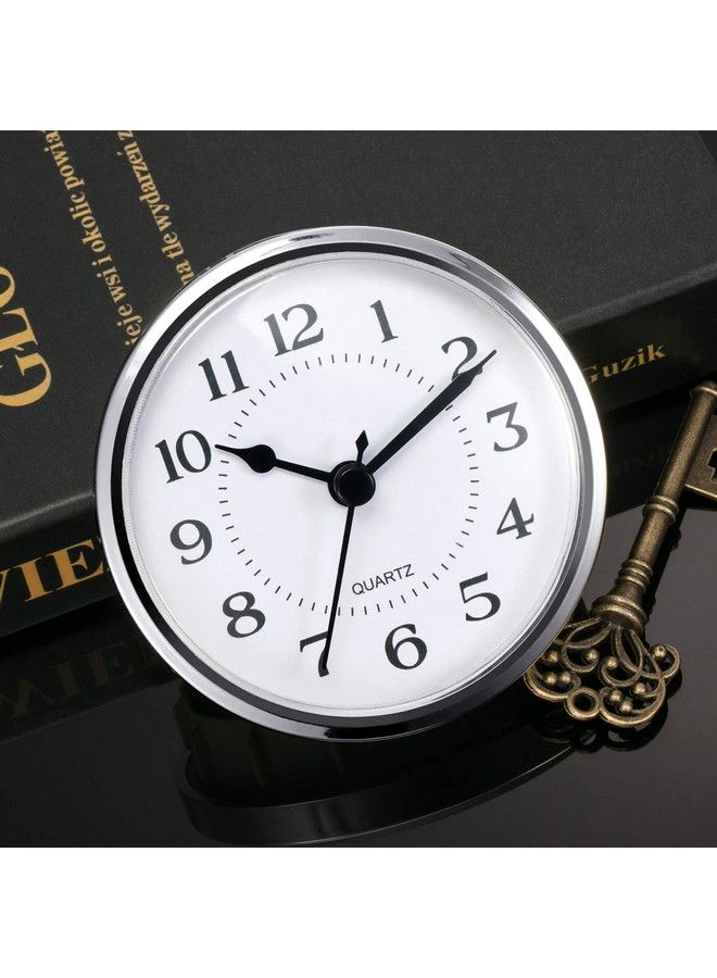 31 2 Inch (90 Mm) Quartz Clock Fitup Insert With Arabic Numeral Quartz Movement (Silver Rim)