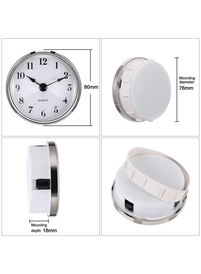 31 8 Inch (80 Mm) Quartz Clock Fitup Insert With Arabic Numeral Quartz Movement (Silver Trim)