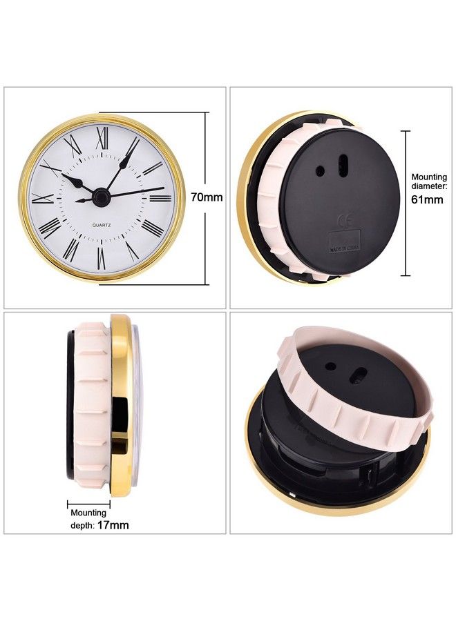 2.8 Inch (70 Mm) Roman Numeral Quartz Clock Insert With Gold Trim