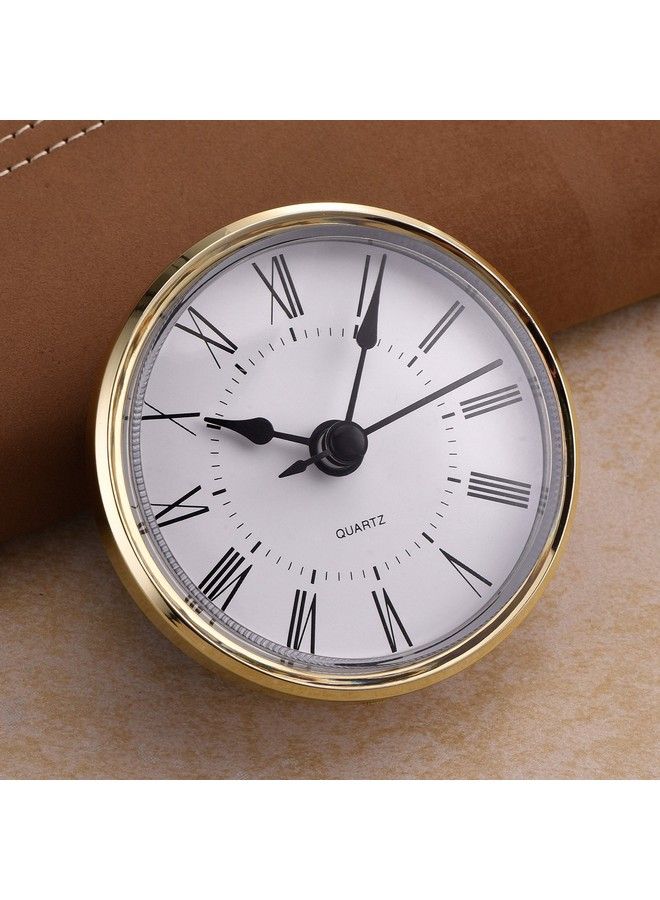 2.8 Inch (70 Mm) Roman Numeral Quartz Clock Insert With Gold Trim
