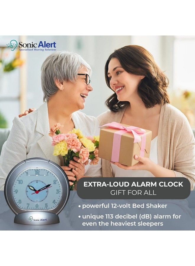 Alarm Clock Sonic Bomb Analog Clock Loud Alarm Clock For Heavy Sleepers Alarm Clock With Bed Vibrator Easy To Use Silver