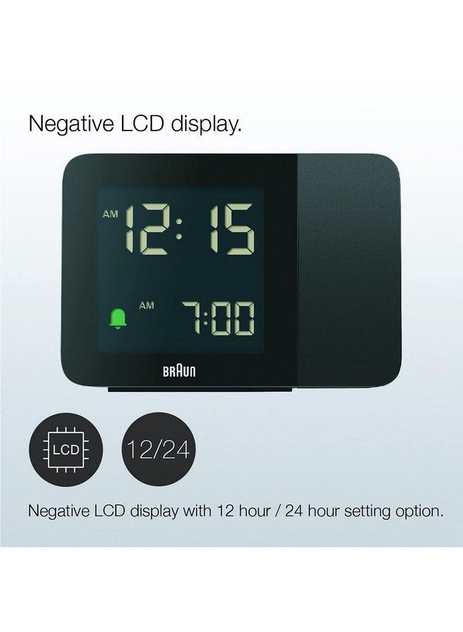 Digital Projection Alarm Clock With 4 Backlight Options Negative Lcd Display Quick Set Beep Alarm In Black Model Bc15B
