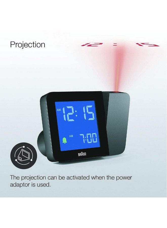 Digital Projection Alarm Clock With 4 Backlight Options Negative Lcd Display Quick Set Beep Alarm In Black Model Bc15B