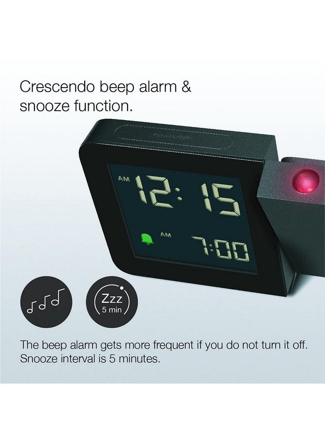 Digital Projection Alarm Clock With 4 Backlight Options Negative Lcd Display Quick Set Beep Alarm In Black Model Bc15B