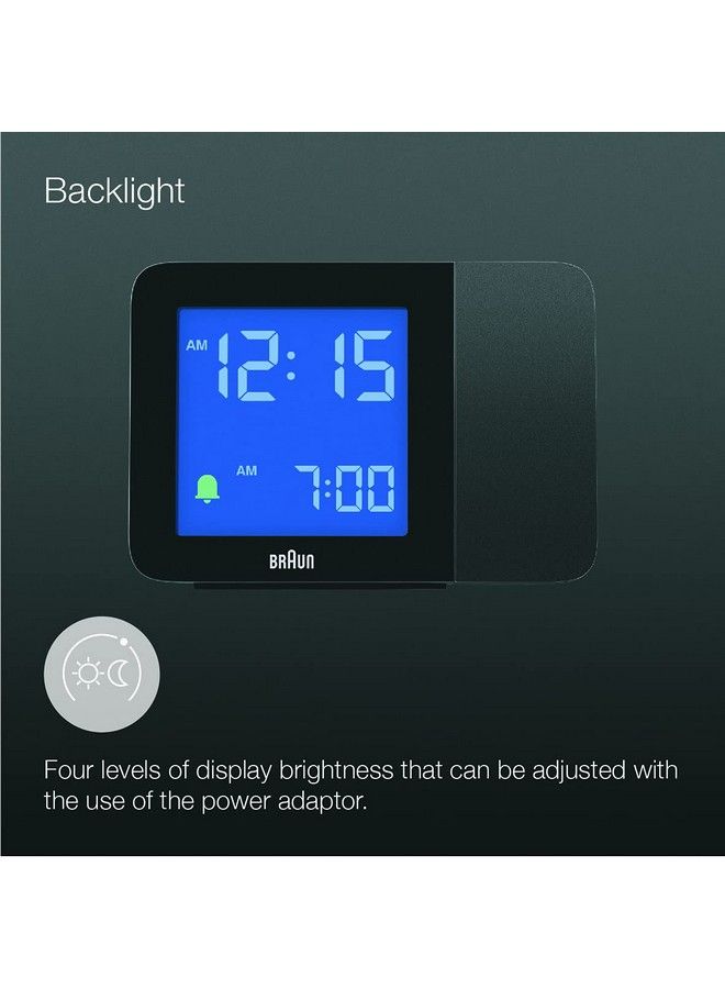 Digital Projection Alarm Clock With 4 Backlight Options Negative Lcd Display Quick Set Beep Alarm In Black Model Bc15B