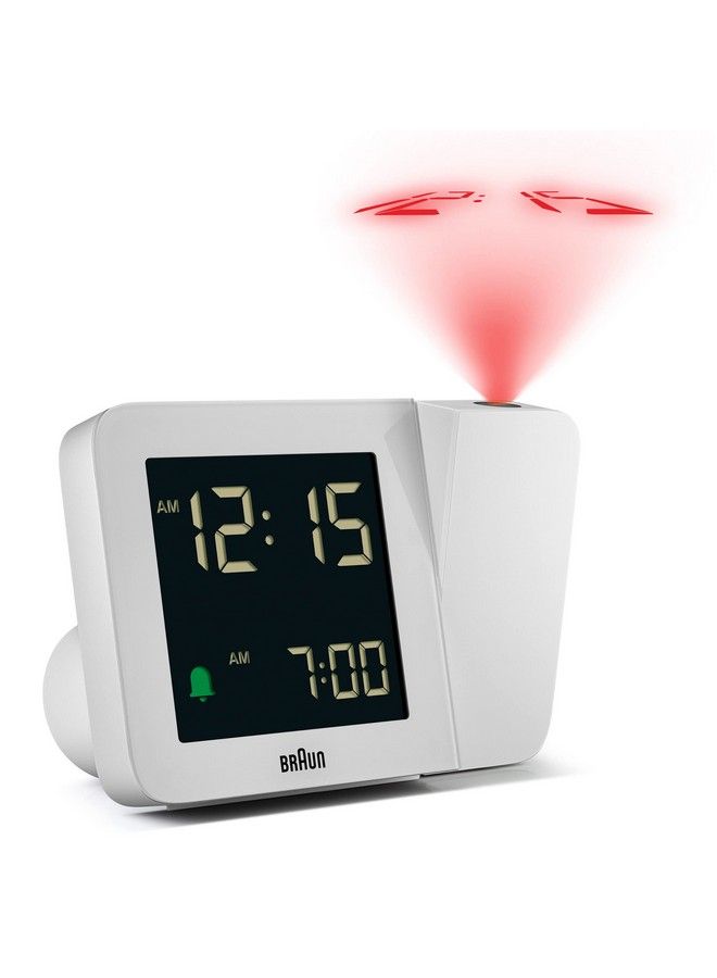 Digital Projection Alarm Clock With 4 Backlight Options Negative Lcd Display Quick Set Beep Alarm In White Model Bc15W