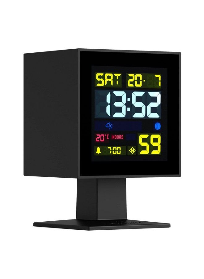 Digital Monolith Alarm Clock Square Alarm Bedside Clock Desk Clock Digital Clock Digital Alarm Clock Bedroom Accessories Lcd Display Office Clock (Black)