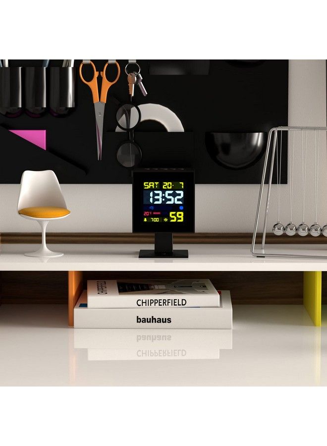 Digital Monolith Alarm Clock Square Alarm Bedside Clock Desk Clock Digital Clock Digital Alarm Clock Bedroom Accessories Lcd Display Office Clock (Black)