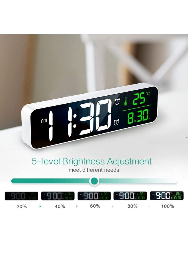 Large Display Digital Wall Clock 10.5'' Led Alarm Clock Wall Clock For Bedroom With Temp & Date Display 2 Alarms 6 Brightness Dimmer 40 Tones 4 Volume For Office Bedroom Living Room