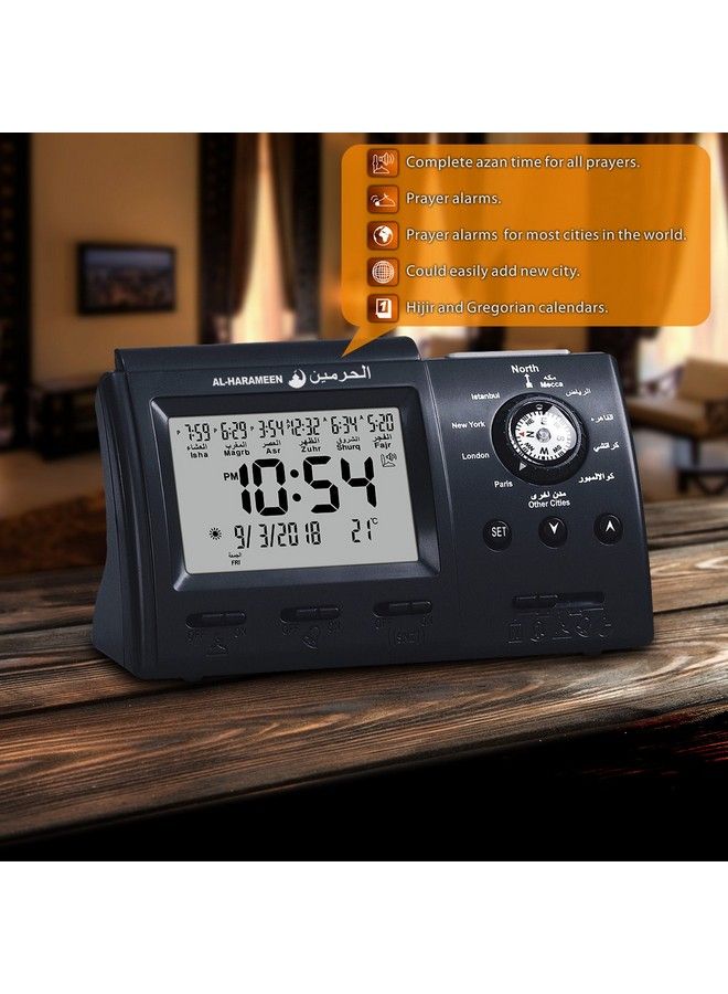 Masque Islamicmuslimprayer Timeswall Clockbedside Clock Decorative Clock Mecca Makkah Arabia In Lcd Clockha3005 (Black)