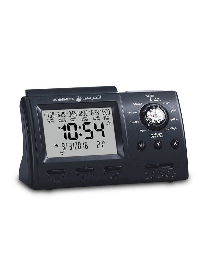 Masque Islamicmuslimprayer Timeswall Clockbedside Clock Decorative Clock Mecca Makkah Arabia In Lcd Clockha3005 (Black)
