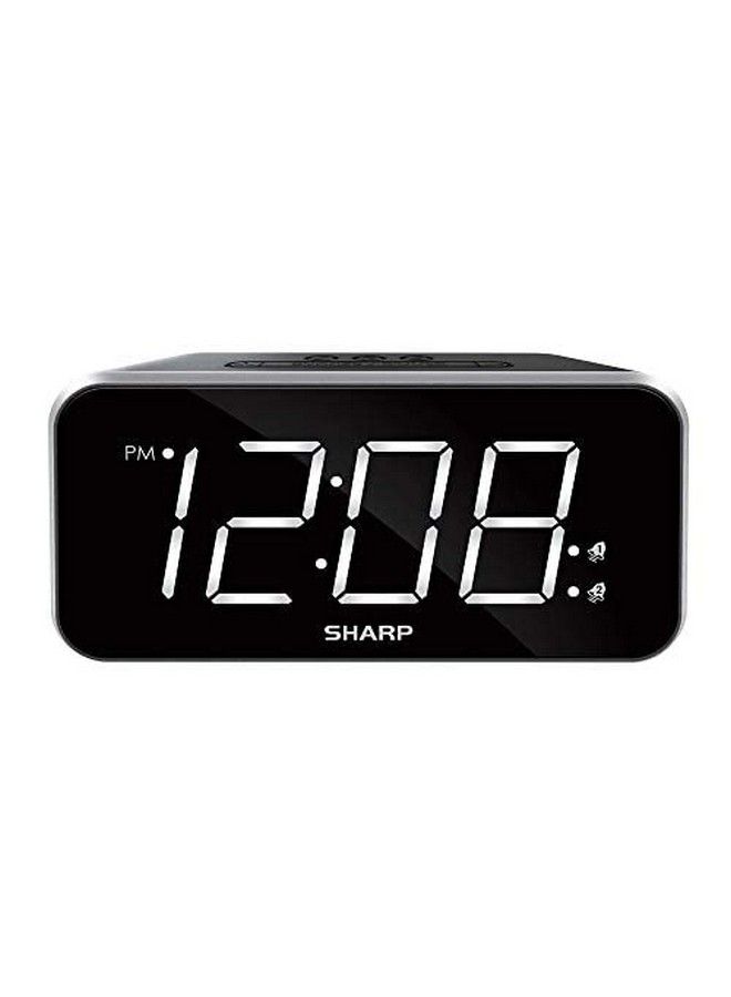 Alarm Clock Jumbo Easy To Read Display 3 Step Dimmer Control Dual Alarms Battery Backup Black With White Led