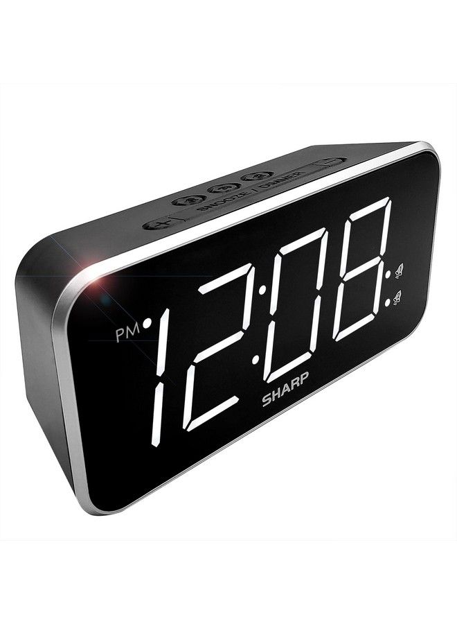 Alarm Clock Jumbo Easy To Read Display 3 Step Dimmer Control Dual Alarms Battery Backup Black With White Led