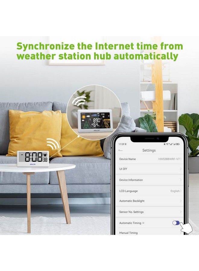 Internet Time Synchronized Precision Clock Smart Digital Alarm Clock Wifi Controlled Via Weather Station Hub (Sold Separately)