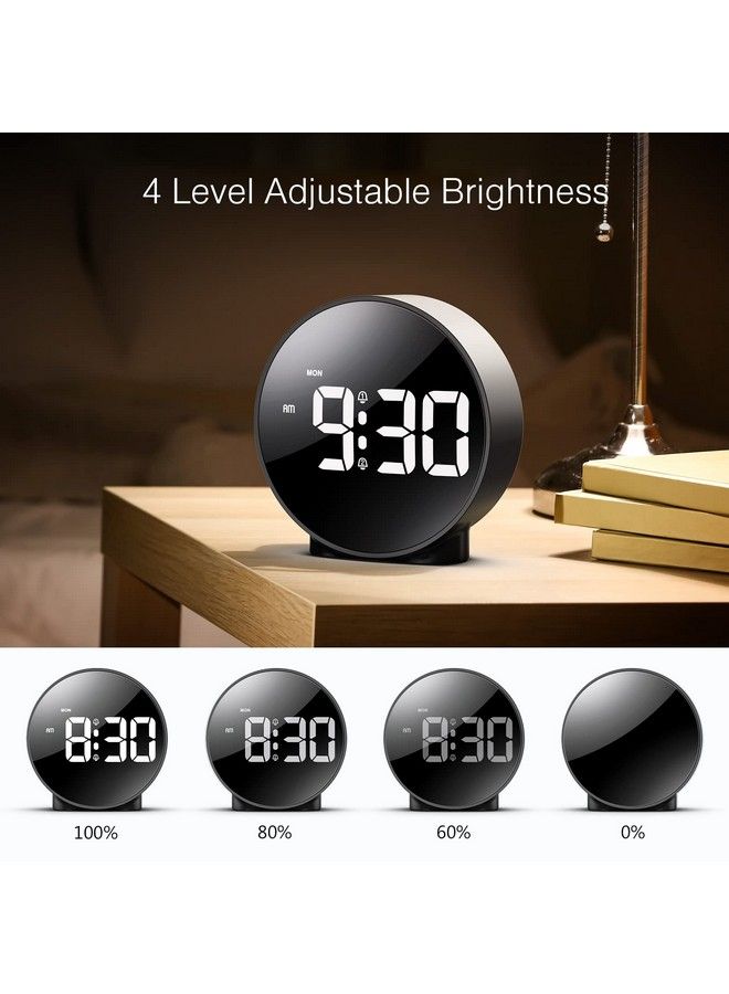 Digital Alarm Clock Hd Led Display Alarm Clock Simple Table Clock Electronic Desk Clock Dual Alarms 12 24Hr 4 Adjustable Brightness For Bedroom Office Table Black