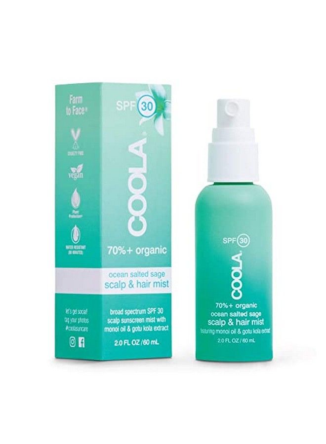 Organic Scalp Spray & Hair Sunscreen Mist With Spf 30 Dermatologist Tested Hair Care For Daily Protection Vegan And Gluten Free Ocean Salted Sage 2 Fl Oz 2 Pack