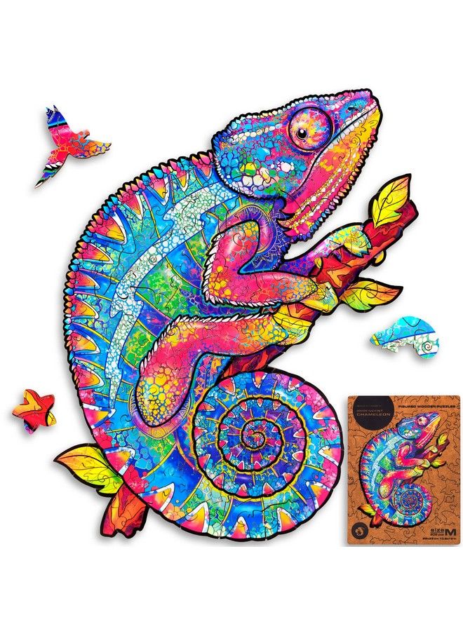 Original Wooden Jigsaw Puzzles Iridescent Chameleon 202 Pcs Medium 10.2