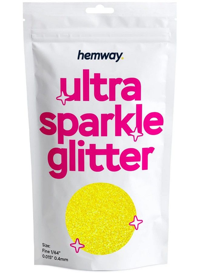 Premium Ultra Sparkle Glitter Multi Purpose Metallic Flake For Arts Crafts Nails Cosmetics Resin Festival Face Hair Fluorescent Yellow Fine (1 64