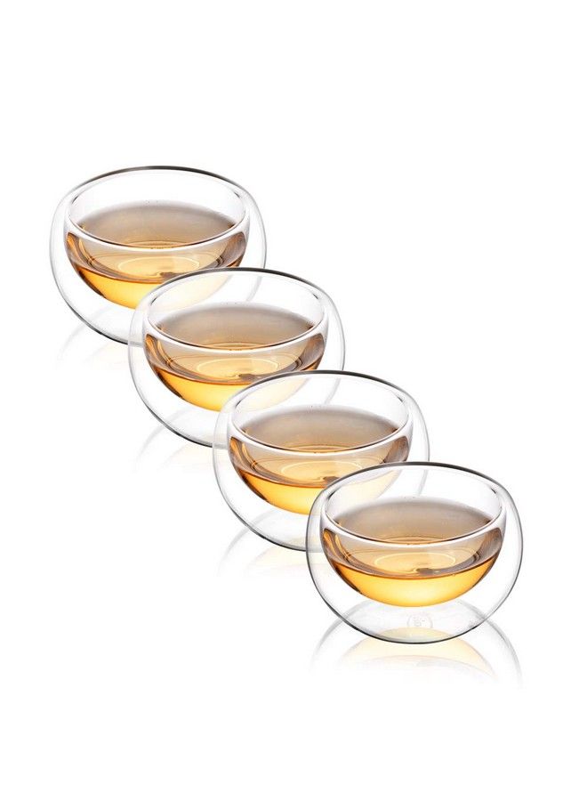 Double Wall Glass Tea Cup Set Of 4100Ml Asian Insulated Clear Teacupssmall Espresso Cup For Coffee