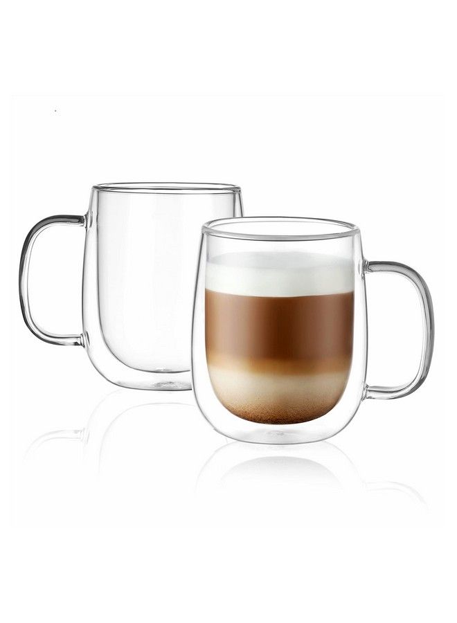 Glass Coffee Mugs 12Ozdouble Wall Insulated Mug Set With Handleclear Glass Espresso Mugs For Lattecappuccinotea Baghot And Cold Beveragesset Of 2