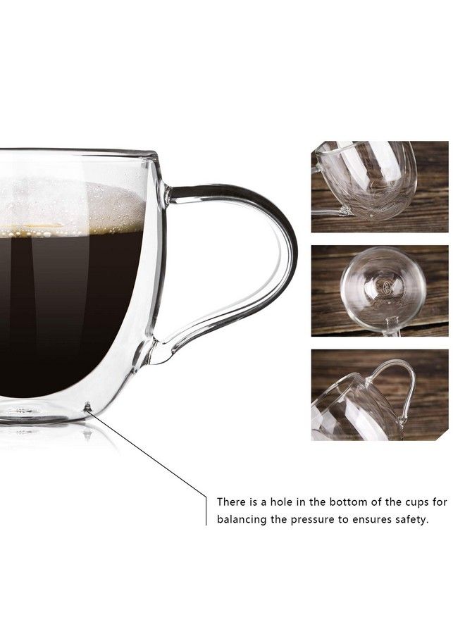 Double Wall Glass Coffee Mugs With Handle10Oz Clear Insulated Glass Espresso Cups For Hot And Cold Beverageslattecappuccinoset Of 2