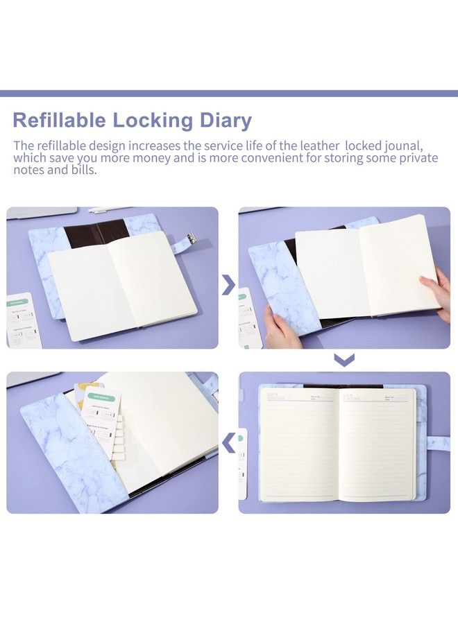 Marble Diary With Lock For Girls And Women A5 Secret Journal With Lock 192 Pages Waterproof Girls Locked Diary With Pen Password Locked Journals For Teen Girls Purple