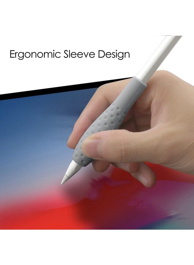 Ergonomics Grip Holder Silicone Protective Sleeve Cover For Apple Pencil 1St 2Nd Generation Ipad Pro 11'' 12.9'' 2021 2020 2018 Stylus Accessories Kits (Gray)