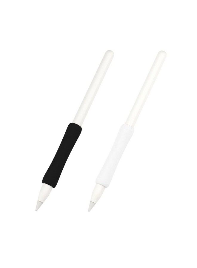 2Pack Ergonomics Grip Holder Silicone Protective Sleeve Cover For Apple Pencil 2Nd 2021 & 1St Generation Ipad Pro 11'' 12.9'' 2021 2020 2018 Stylus Accessories Kits (Black White)