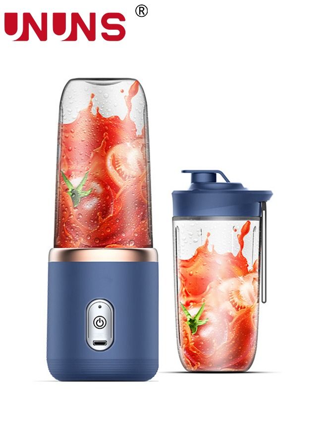 Portable Electric Juicer,400ml Wireless Automatic Juicer Blender With USB Rechargeable And 2 Juice Cup,For Smoothies And Shakes,Bule