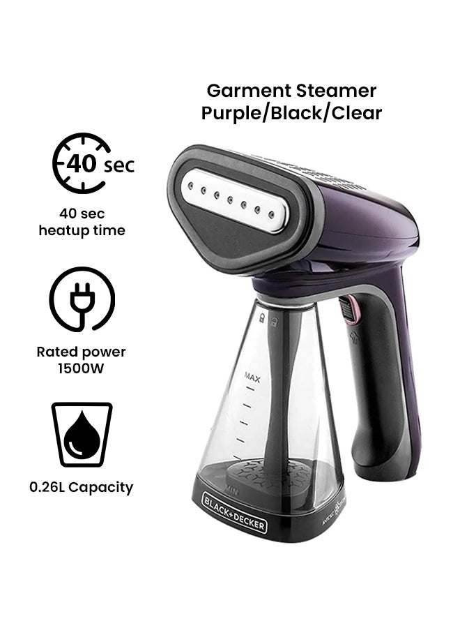 Handheld Portable Garment Steamer With Auto Shut-Off 0.26 L 1500.0 W HST1500-B5 Purple/Black/Clear
