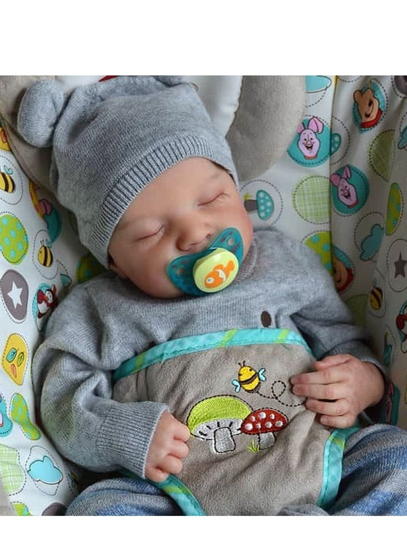 Lifelike Reborn Baby Dolls - 17 Inch Realistic Newborn Baby Dolls Real Life Baby Dolls Full Vinyl Poseable Body Sleeping Baby Boy with Feeding Kit for Children 3+
