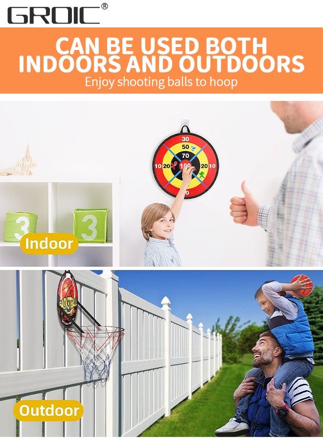 Dart Board for Kids, Basketball Hoop for Kids Toddlers, Sports & Outdoor Play Toys for Kids,Outdoor Games for Kids