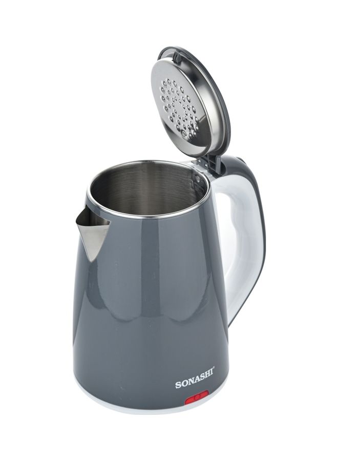 1.8 L Cordless Kettle with Auto Shut OFF Function | Stainless Steel Kettle with 360-Degree Swivel Base and Power On/Off Indicator Light | Instant Water Heater And Tea Maker 1.8 L 1500 W SKT-1811N Grey