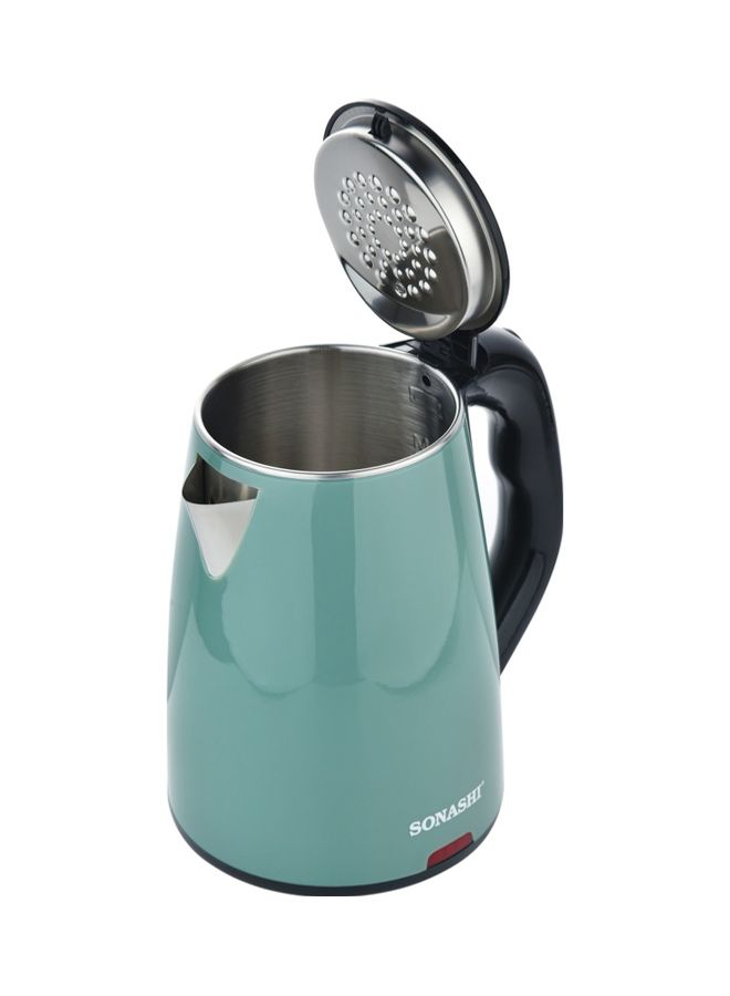 1.8 L Cordless Kettle with Auto Shut OFF Function | Stainless Steel Kettle with 360-Degree Swivel Base and Power On/Off Indicator Light | Instant Water Heater And Tea Maker 1.8 L 1500 W SKT-1811N Green