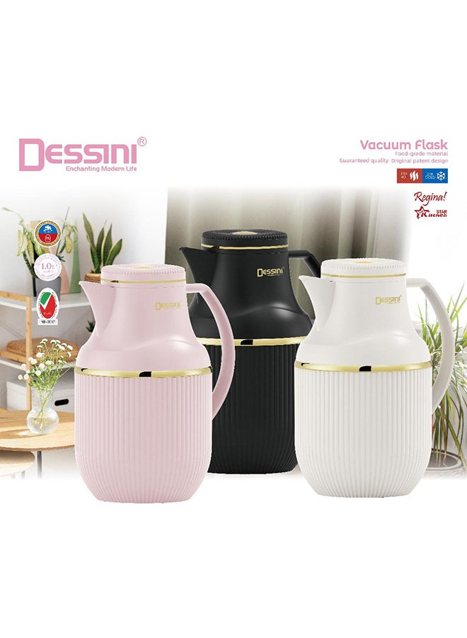 Dessini Tea & Coffee Vacuum Flask 1L Dk105 Black/Gold