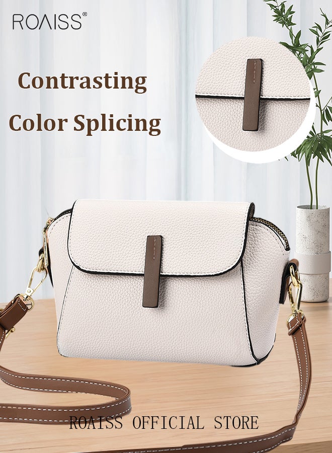 Women's New Fashion Bags Soft Leather Simple Classic Crossbody Bag Double Layer Compartment Magnetic Closure Handbag Shell Bag