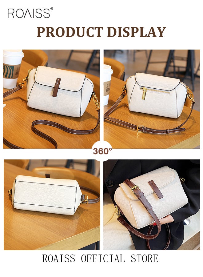 Women's New Fashion Bags Soft Leather Simple Classic Crossbody Bag Double Layer Compartment Magnetic Closure Handbag Shell Bag