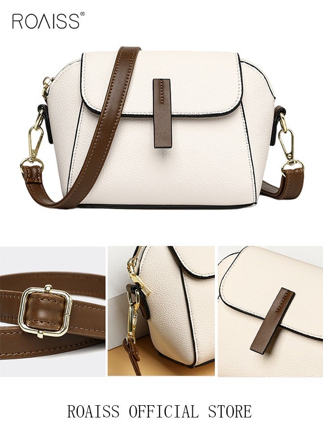 Women's New Fashion Bags Soft Leather Simple Classic Crossbody Bag Double Layer Compartment Magnetic Closure Handbag Shell Bag