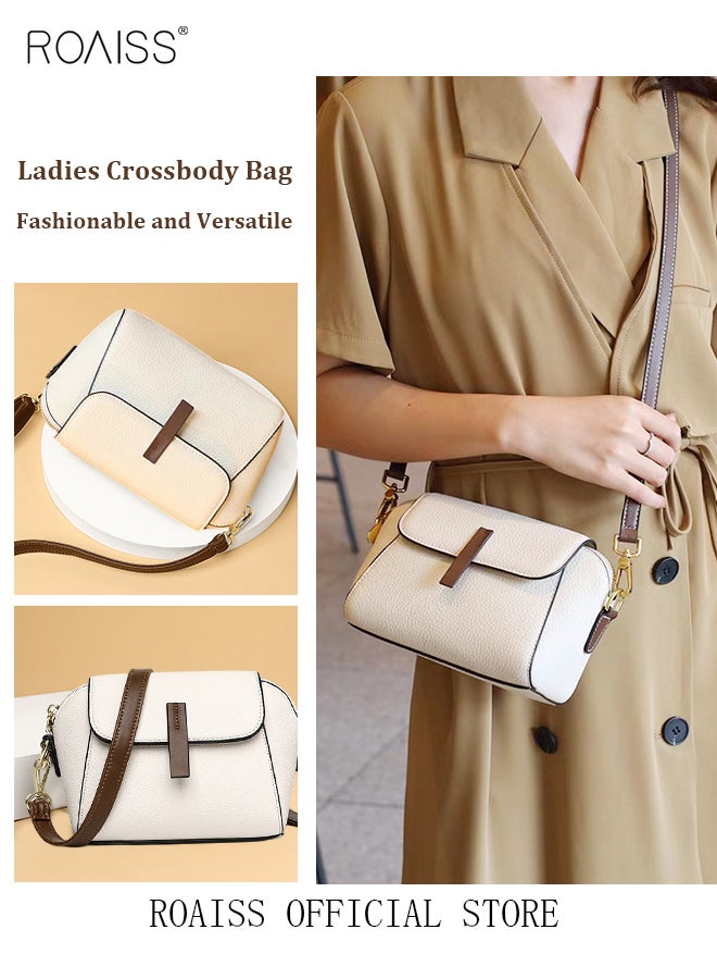 Women's New Fashion Bags Soft Leather Simple Classic Crossbody Bag Double Layer Compartment Magnetic Closure Handbag Shell Bag