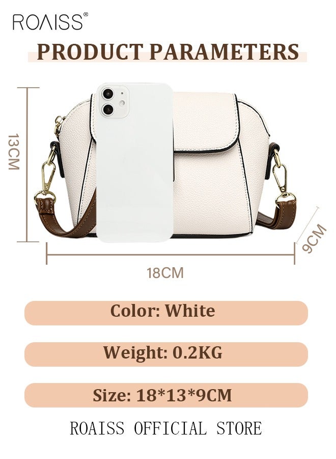 Women's New Fashion Bags Soft Leather Simple Classic Crossbody Bag Double Layer Compartment Magnetic Closure Handbag Shell Bag