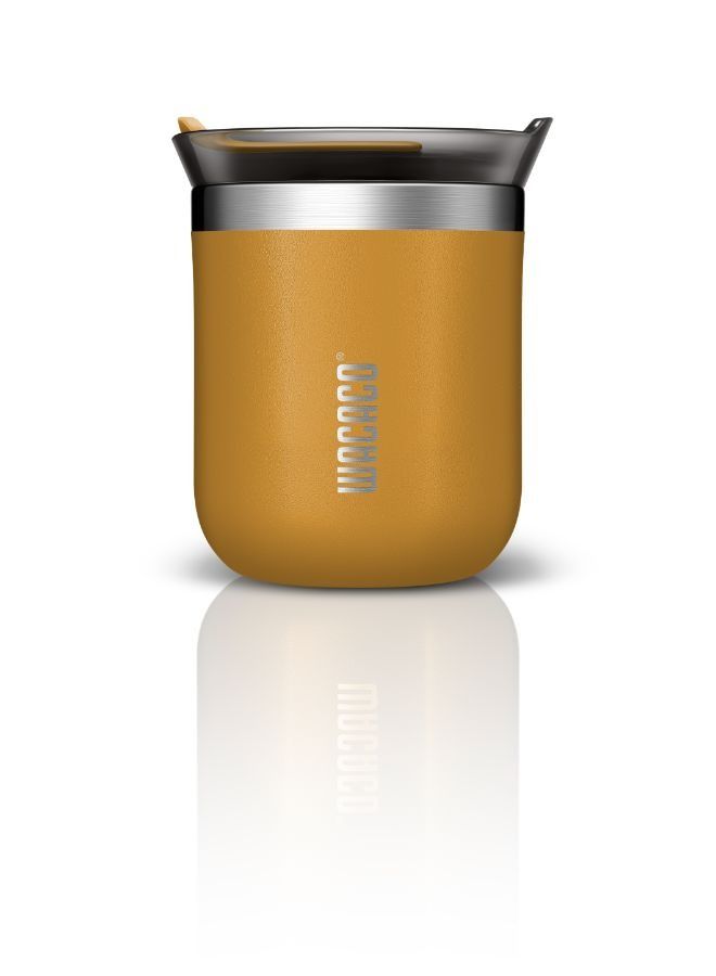 Octaroma CLASSICO Vacuum Insulated Mug (180ml) - Double Wall Stainless Steel Coffee Travel Tumbler w/ Leakproof Drinking Lid, Reusable, Washable, BPA-Free, Hot & Cold - Yellow