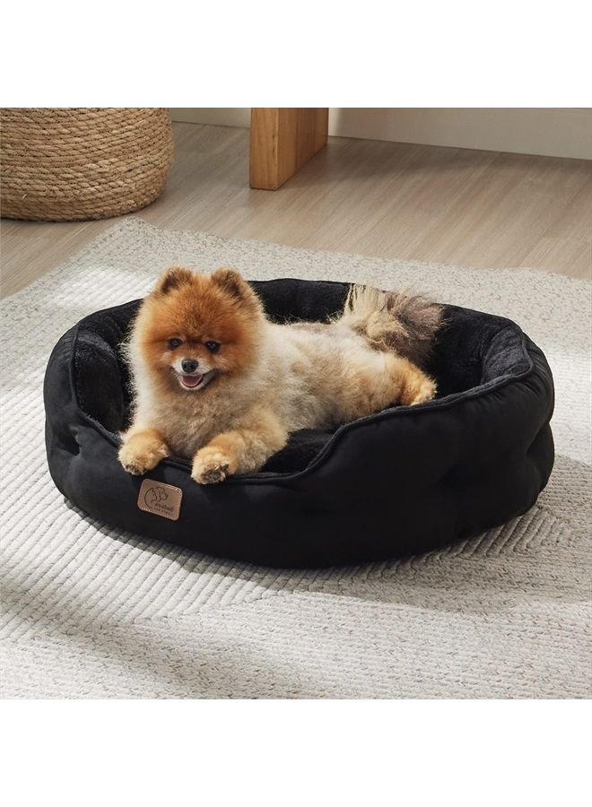 Dog Beds for Small Dogs - Round Cat Beds for Indoor Cats, Washable Pet Bed for Puppy and Kitten with Slip-Resistant Bottom, 20 Inches, Misty Lilac